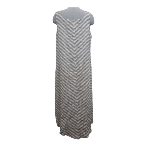 J. Jill Love Linen Boho Summer Spring Maxi Dress Large Tall Chevron Stripe - Picture 2 of 10